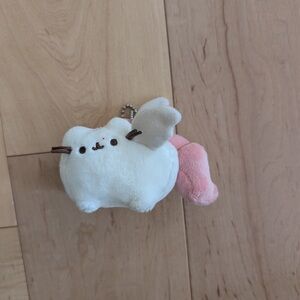 Cute White and Pink Angel Pusheen Plush Keychain NWT